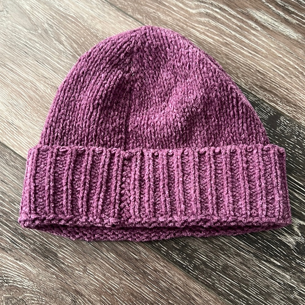 Purple knit beanie